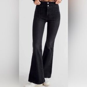 We The Free Free People Jayde Black High Rise Flare Leg Jeans 26